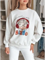Dámská mikina s potiskem LALA VIBE bílá FashionStreet BY1504