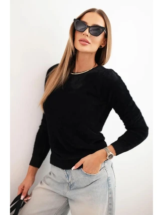 Dámský svetr z alpaky s kulatým výstřihem černý Dámský svetr z alpaky s kulatým výstřihem černý