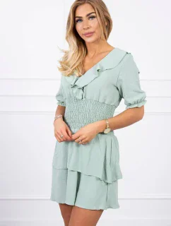 Tmavě mátové šaty do pasu