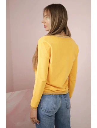 Dámská mikina s flitrovým nápisem hořčice Dámská mikina s flitrovým nápisem hořčice