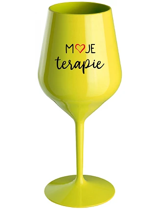 MOJE TERAPIE - žlutá nerozbitná sklenice na víno 470 ml