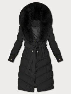 Černá zimní bunda s kožešinovým límcem S'west (R8500-1)