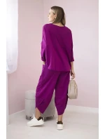 Bavlněná mikina kalhoty set švestka