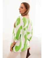 Dámská bavlněná blůza s abstraktním vzorem zelená