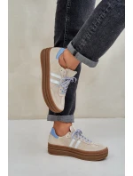 Zazoo N1068S4 Dámské semišové sneakersy na platformě béžové