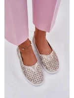 Dámské semišové ažurové polobotky Chulieta – zlatо/šedé