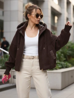 Dámská přechodná bunda s odepínací kapucí hnědá FashionStreet TY5638
