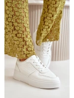 Dámské Tenisky Na Platformě S Dekorativním Šněrováním Bílé Mistra