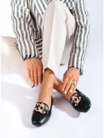Designové  mokasíny dámské černé bez podpatku