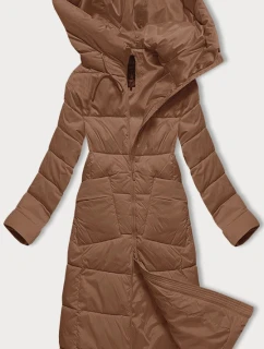 Dlouhá dámská prošívaná zimní bunda ve velbloudí barvě Libland (7767)