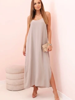 Dlouhé šaty bez ramínek fango