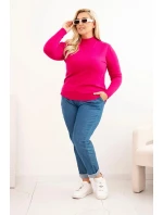 Dámský svetr Plus Size z viskózy s rolákem fuchsie Dámský svetr Plus Size z viskózy s rolákem fuchsie