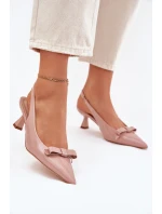 Lakované Sandály Na Jehlovém Podpatku S Mašlí Nude Naylna Lakované Sandály Na Jehlovém Podpatku S Mašlí Nude Naylna