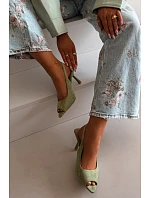 Dámské sandály na jehlovém podpatku Eko semiš zelené Sevina