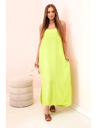 Dlouhé šaty bez ramínek neonově zelená Dlouhé šaty bez ramínek neonově zelená