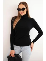 Dámský svetr z viskózy s rolákem a dlouhým rukávem černý