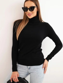 Dámský svetr z viskózy s rolákem a dlouhým rukávem černý