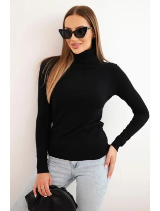 Dámský svetr z viskózy s rolákem a dlouhým rukávem černý