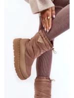 Dámské sněhule na tlusté podešvi tmavě béžové Lureta