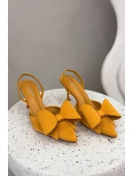 Podpatky s odhalenými patami a mašlí Žluté Eklevia