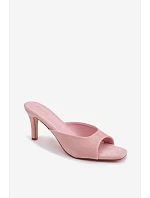 Dámské nazouváky na tenkém podpatku Růžové Revina