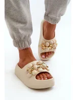 Dámské pěnové pantofle s ozdobami na silné podrážce, světle béžová Bremavia Dámské pěnové pantofle s ozdobami na silné podrážce, světle béžová Bremavia