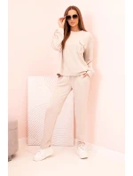 Komplet dámský máslový mikina a kalhoty s gumou béžový