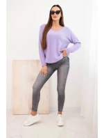 Svetr dámský z viskózy s výstřihem do V světle fialový