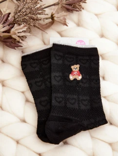 Dámské Vzorované Ponožky S Medvědem Černé