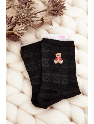 Dámské Vzorované Ponožky S Medvědem Černé