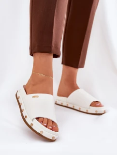 Dámské Pantofle Na Platformě S Hřebíky Big Star RR274216 Bílé