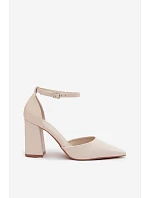 Lodičky na podpatku z imitace kůže světle béžové Selvra