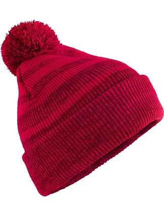 Beechfield B 476 Pletená čepice s bambulí "Team Stripe" 53.0476 red