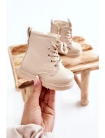 Dětské Kožené Kozačky Se Zipem Béžove Omua
