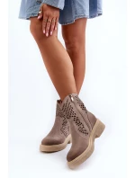 Zazoo 3470 Sametové Dámské Botky Na Ploché Podrážce Vyšívané Cappuccino Zazoo 3470 Sametové Dámské Botky Na Ploché Podrážce Vyšívané Cappuccino