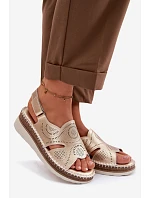 Kožené sandály na platformě S.Barski GR61-5916 Zlaté Kožené sandály na platformě S.Barski GR61-5916 Zlaté