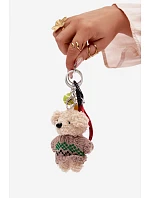 Přívěsek na klíče na kabelku medvídek v svetrku raketa s míčem hamburger Červený