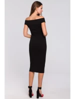 K001 Pletené šaty na ramena - černé