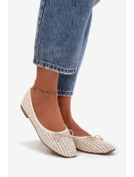 Dámské baleríny s pletením a mašlí Belirra – ecru Dámské baleríny s pletením a mašlí Belirra – ecru