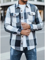 Pánská modrá kostkovaná flanelová košile FashionStreet DX2676 Pánská modrá kostkovaná flanelová košile FashionStreet DX2676