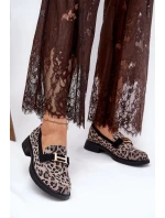 Dámské semišové mokasíny s panterkovým vzorem Vinceza – šedé Dámské semišové mokasíny s panterkovým vzorem Vinceza – šedé