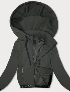 Prošívaná bunda v army barvě s ozdobnými stahovacími lemy (16M9086-136)