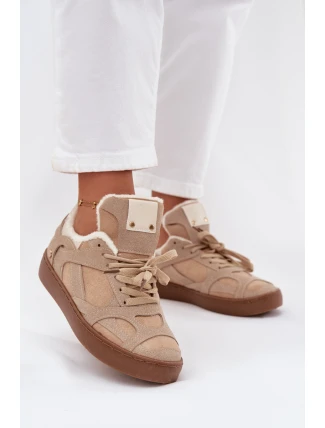 Dámské tenisky na platformě s vyteplením s kožešinou béžové Solvia