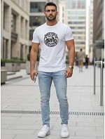 Pánské bavlněné tričko s potiskem motorky bílé FashionStreet NX5007R