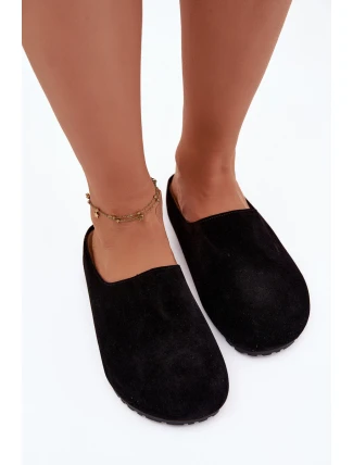 Dámské domácí pantofle z eko semiše – černé Kalvess