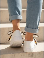 Dámské tenisky tenisky s ozdobnými korálky bílé ZY1407