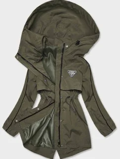 Tenká dámská bunda v khaki barvě s podšívkou (B8119-11)