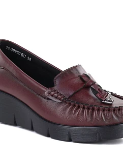 Kožené mokasíny polobotky na platformách vínové Vinceza 39990