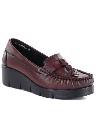 Kožené mokasíny polobotky na platformách vínové Vinceza 39990