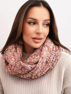 Komin dámský vlněný melírovaný silný zimní nákrčník KN24 růžový+žlutý